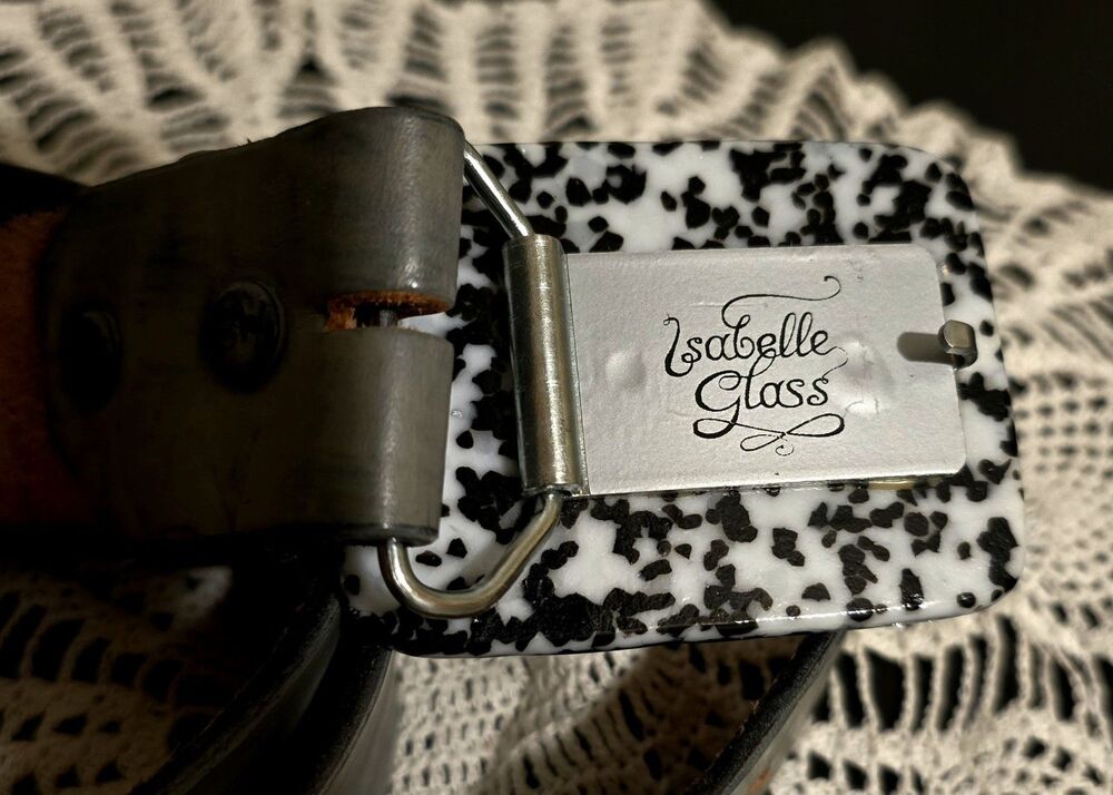 Isobelle Glass (Artist) 3D Belt Buckle and Dyed 41" Grey Belt. One of a Kind.